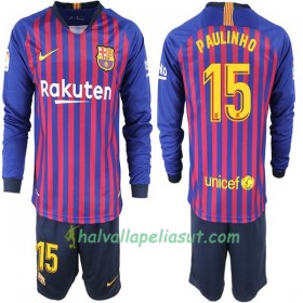 Jalkapallo Pelipaidat FC Barcelona Paulinho 15 Lasten Kotipaita 2018-2019 Pitkähihainen